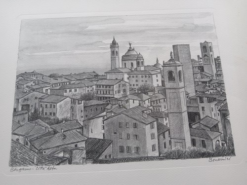 Quattro stampe su Bergamo autore Bonamici