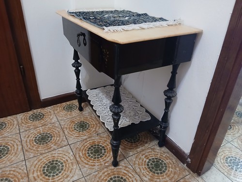 Comodino legno marmo
