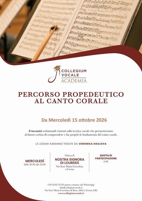 3� EDZIONE DEL CORSO DI CANTO DEL Collegium Vocale