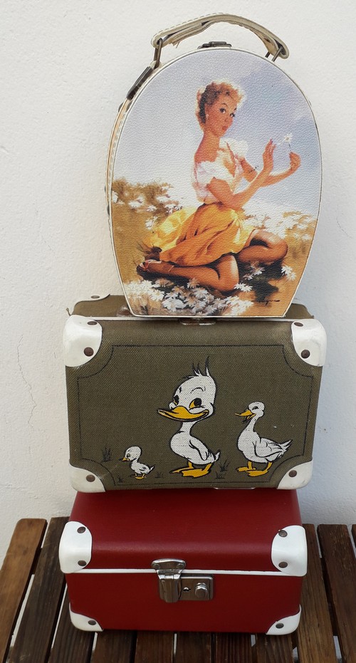 Trittico piccole valigette vintage in buono stato 