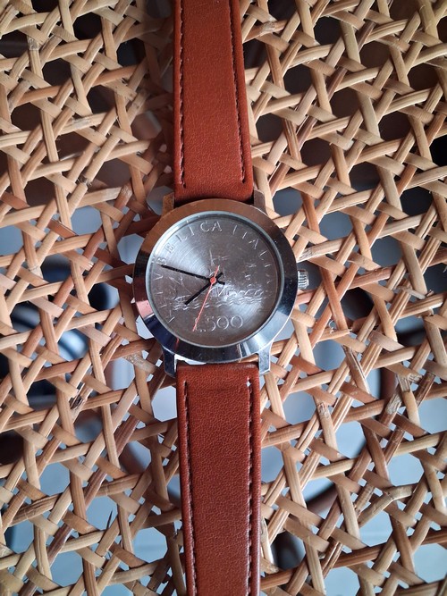 Orologio al quarzo con  moneta in argento 500 lire