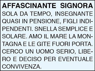 Affascinante signora sola da tempo