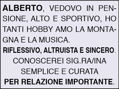 Alberto, vedovo in pensione